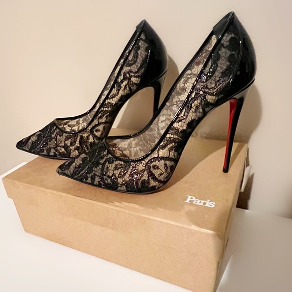 Christian Louboutin Black Patent Leather Lace
Follies Pump - Picture 2 of 4